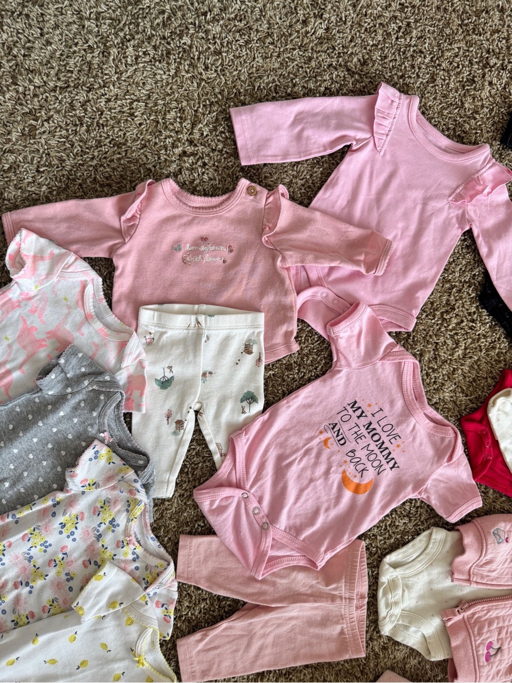Assorted Pink & Neutral Baby One-Piece Bundle - Soft Long & Short Sleeve Styles - Picture 5 of 11